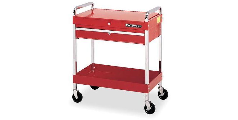 WESTWARD 2CZY3 30"W Tool Utility Cart 1 Drawers, Red, 16"D x 35"H
