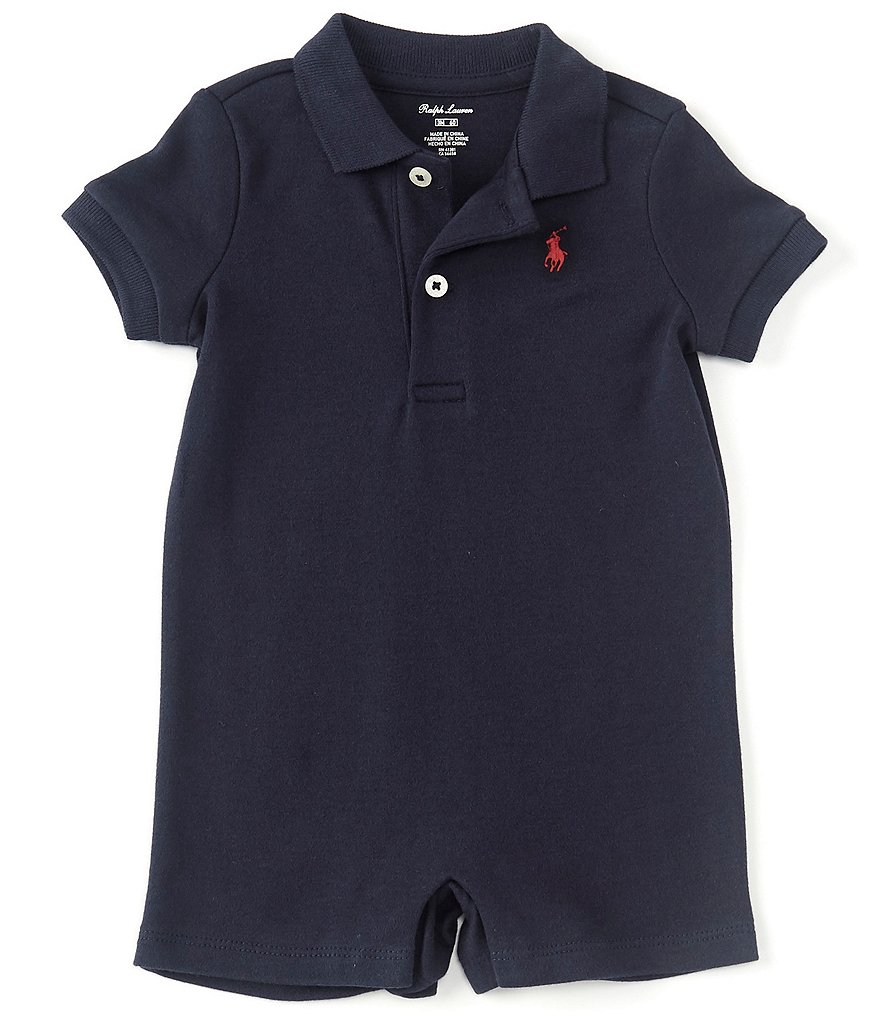Ralph Lauren Childrenswear Baby Boys 3-24 Months Short-Sleeve Polo Interlock Shortall