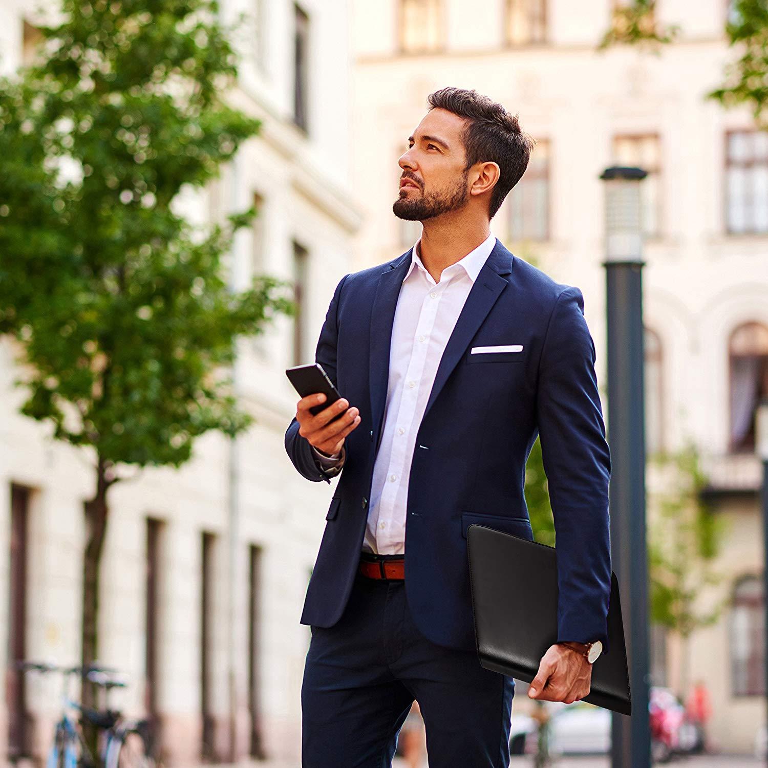 Wundermax Portfolio Binder A Zippered Padfolio with 3 Ring Binder Document Organizer Professional Interview PU Leather Folder Resume Holder Work Portfolio with Notebook and 10.1 Inch Tablet Sleeve