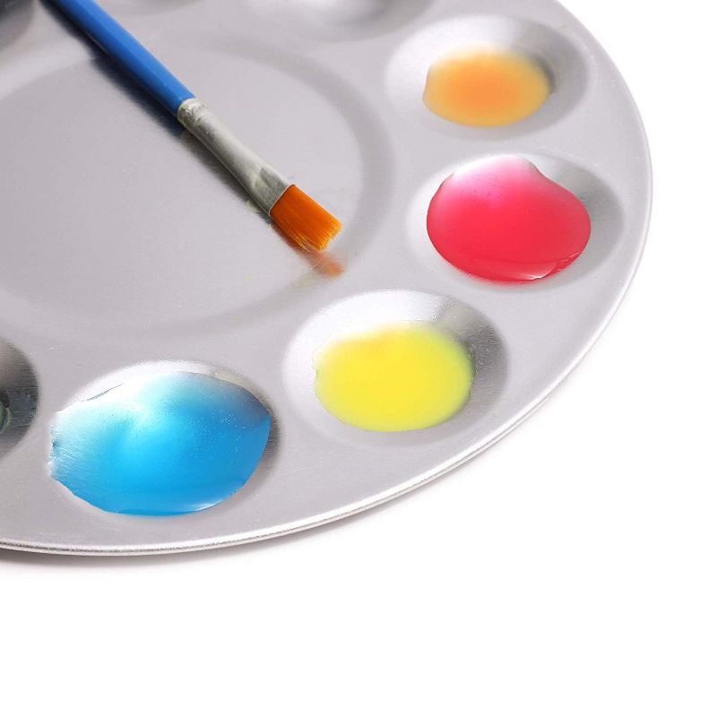 Juvale 6-Pack Silver Paint Palette Pallet Holder Tray for Acrylic Oil Watercolor Arts and Crafts, 10 Wells