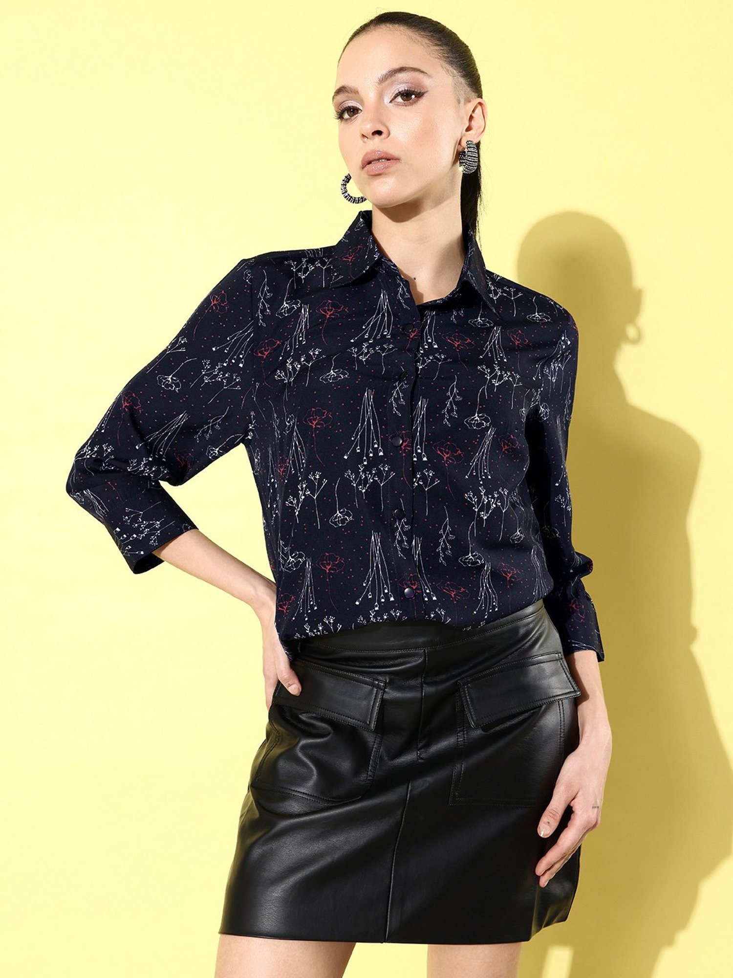 Anvi Be Yourself Blue Printed Long Shirt