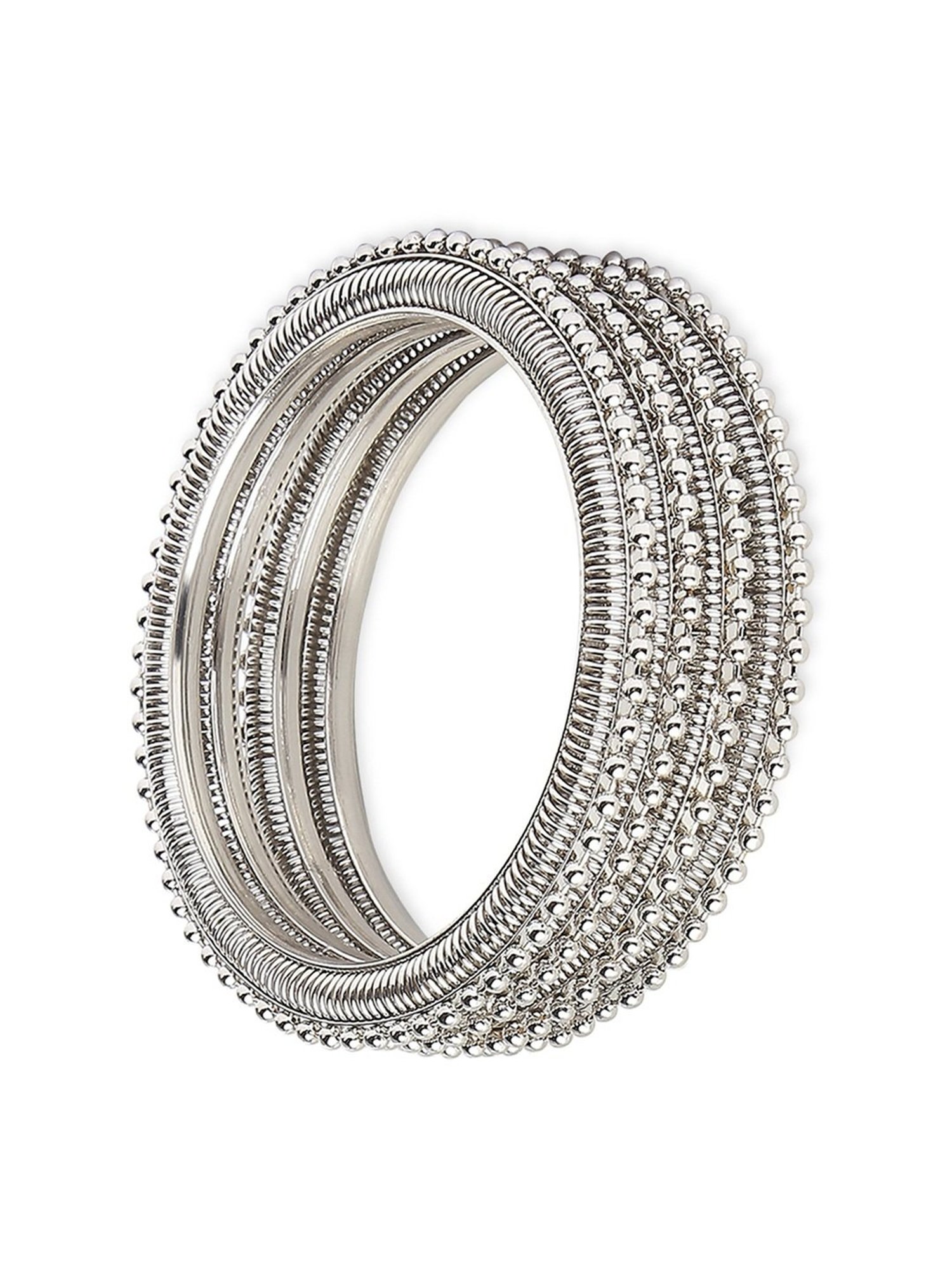 Oomph Jewellery Oxidised Silver Bangles - Set of 4