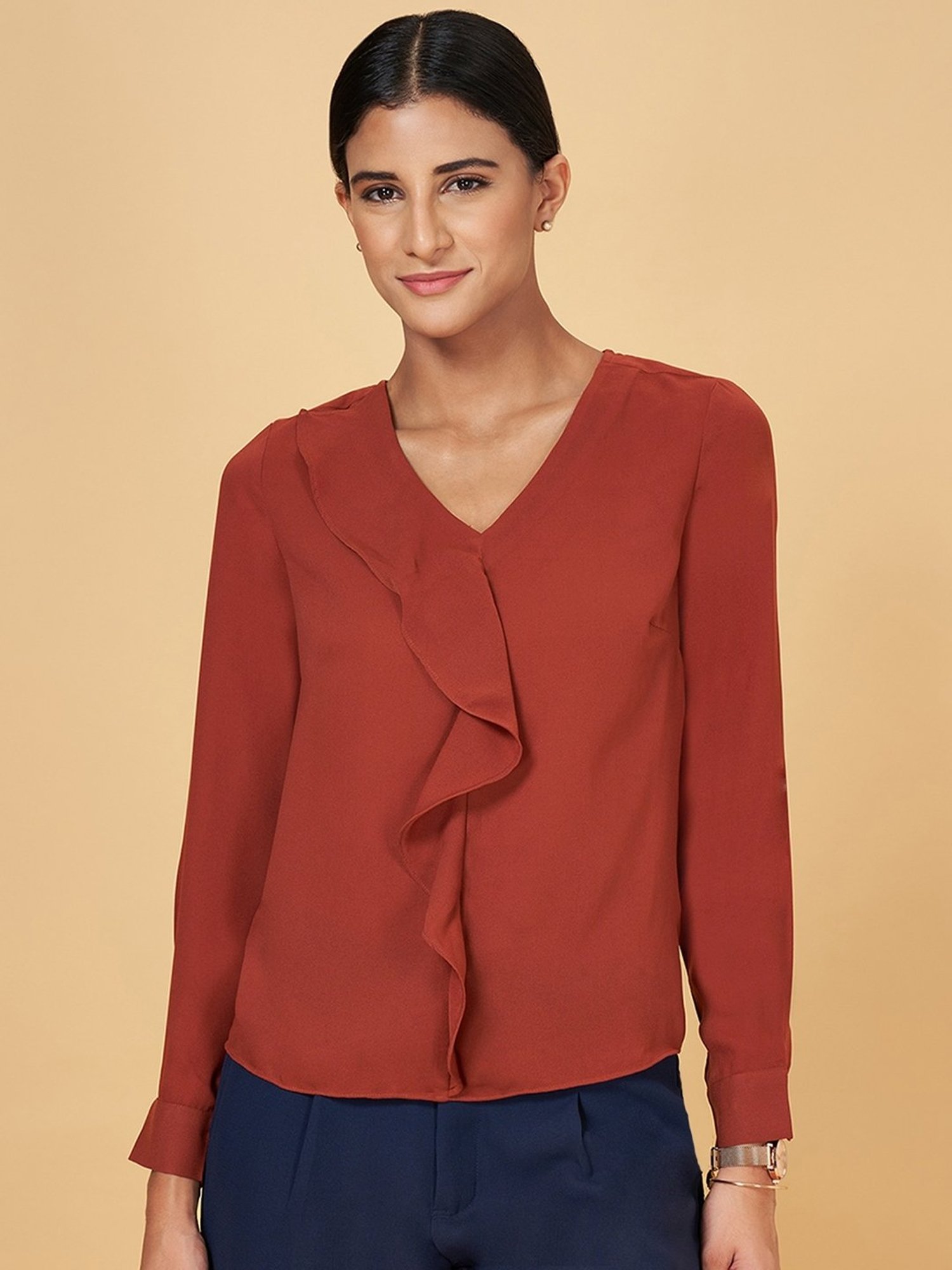 Annabelle by Pantaloons Brown Regular Fit Top