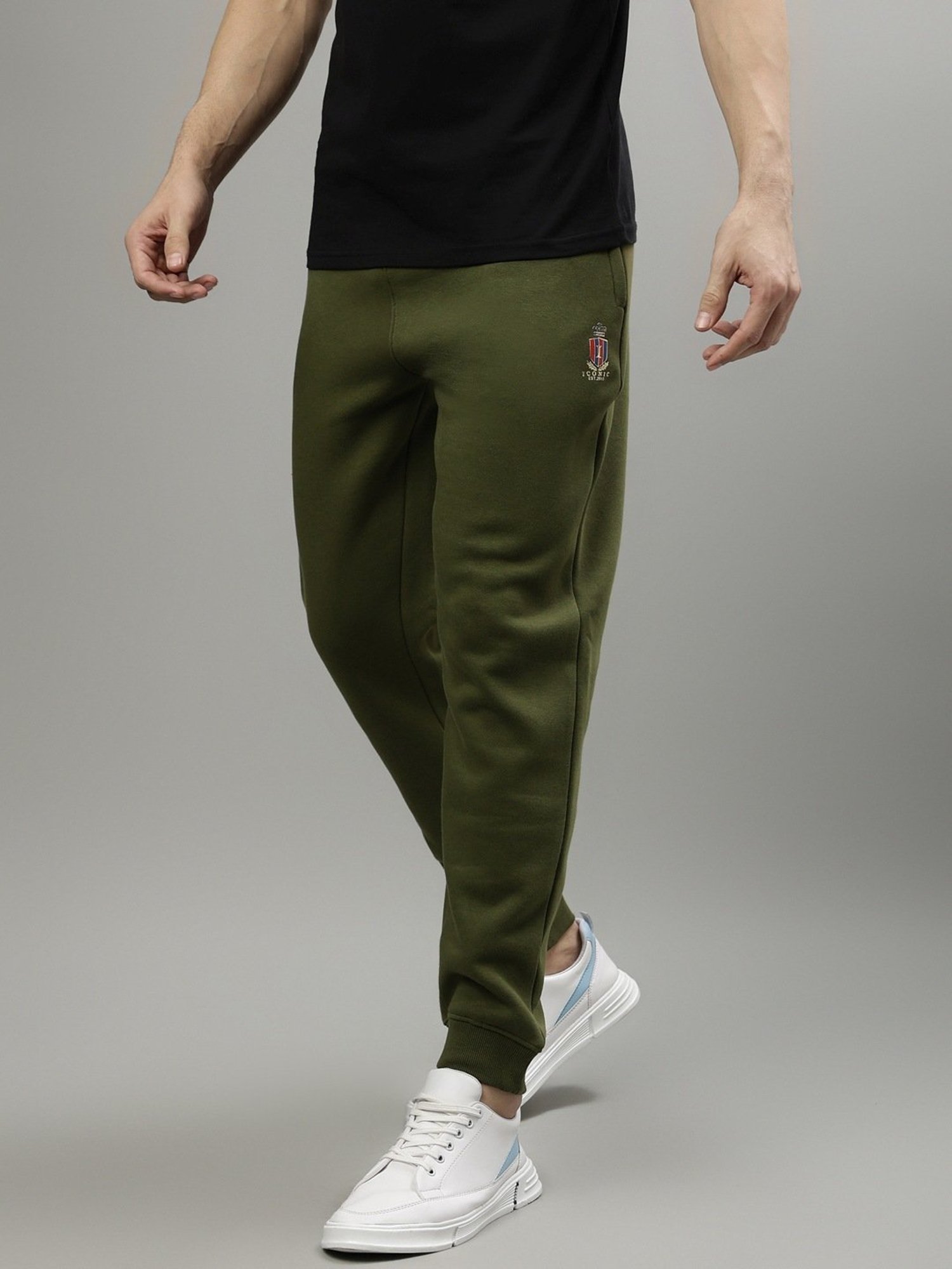 Iconic Men Solid Regular Fit Cotton Track Pants