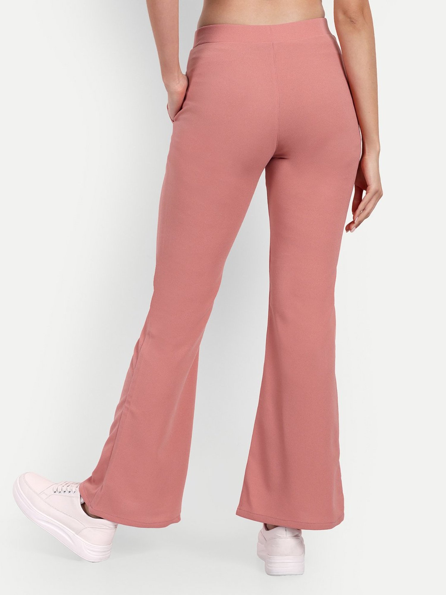 Broadstar Pink Flared Fit High Rise Trousers