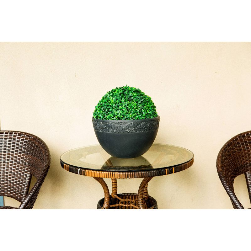 11.8" Kante Lightweight Traditional Bowl Concrete Planter Charcoal Black - Rosemead Home & Garden, Inc.