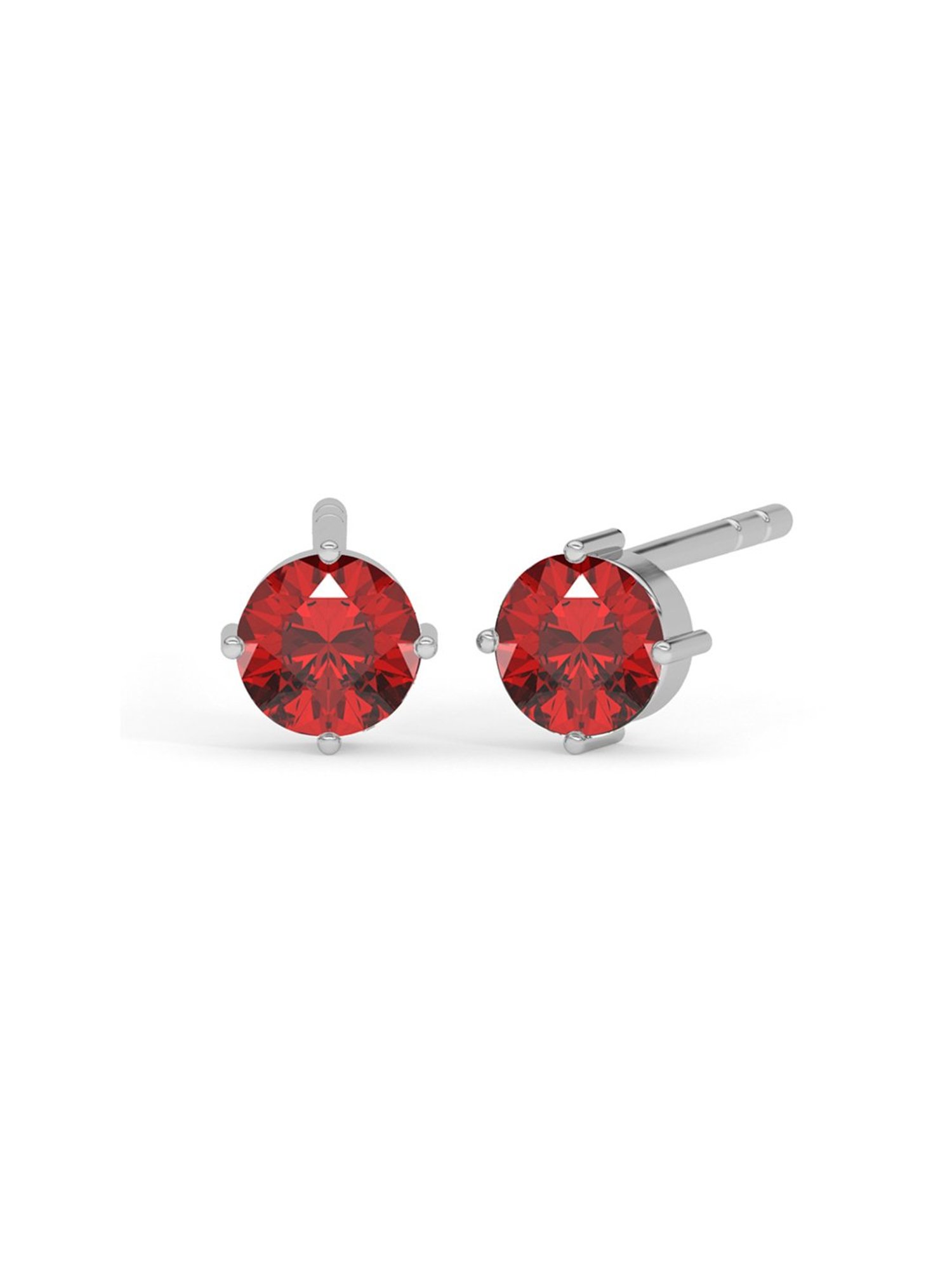 Clara 92.5 Sterling Silver Blood Red Minimal Daily Wear Stud Earrings for Kids Girls