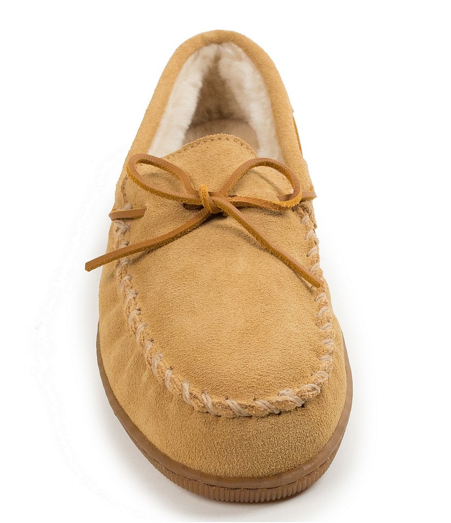 Minnetonka Men's Suede Pile Lined Hardsole Slipper