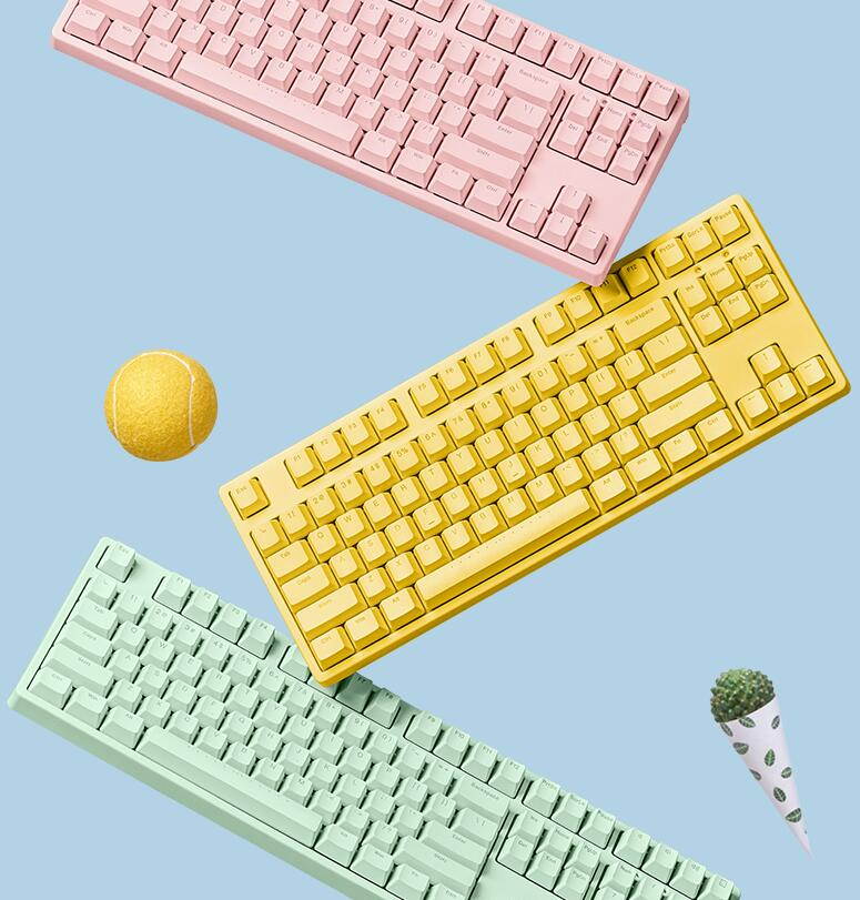 iKBC C200  87 Keys TKL Mechanical Keyboard with Cherry MX Red Switch, Pink PBT Double Shot Keycap, N-Key Rollover and 6 Anti-ghosting Keys( No Light Version)