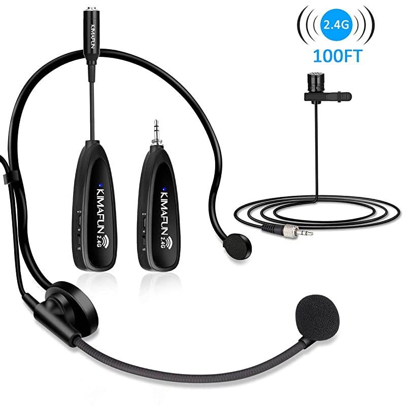Wireless Microphone System  24G Wireless Headset and Lavalier Lapel Microphones For iPhone Android Phone Laptop and Speaker designed for Teaching Recording Vlog Broadcast G1023