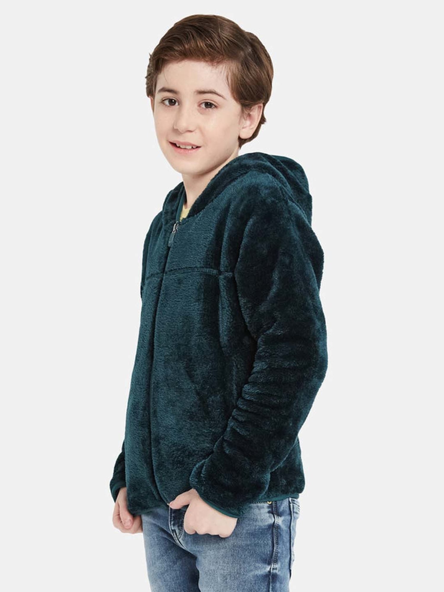 Octave Kids Teal Blue Regular Fit Full Sleeves Sweatshirt