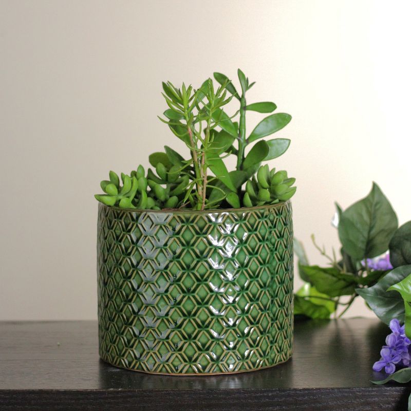 The HC Companies Cascade 13 Inch Round 23 Inch Tall Self Watering Indoor/Outdoor Flower Planter Pot with Soil Saver Liner and Drain Plug, Glossy White