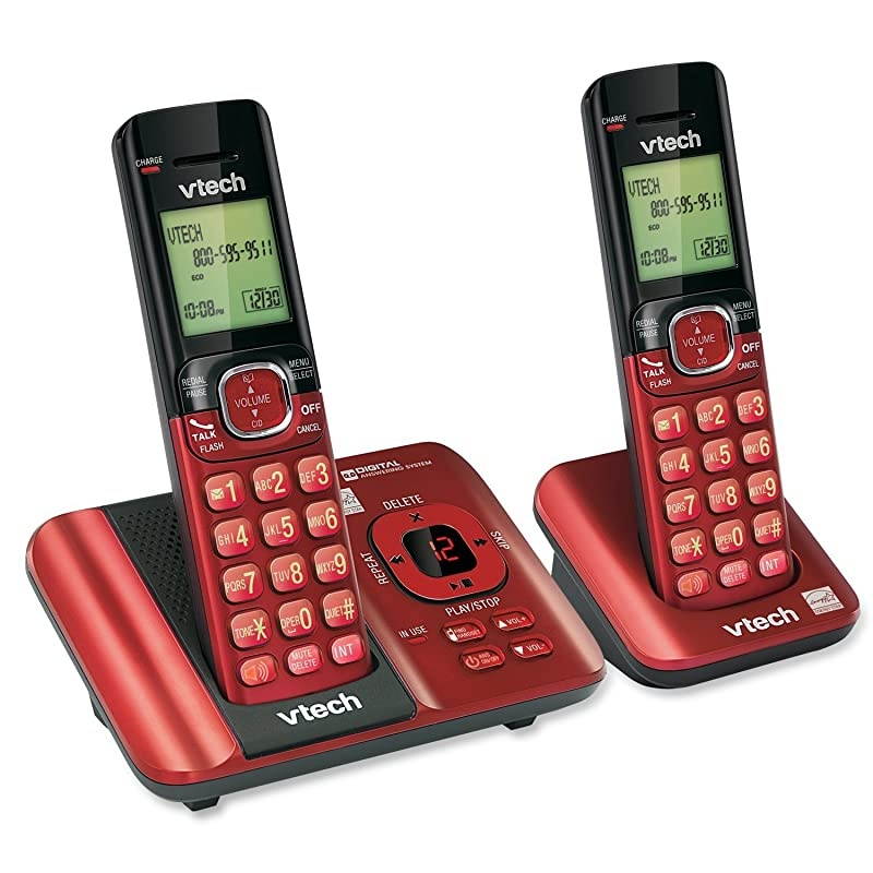 CS652926 DECT 60 Phone Answering System with Caller IDCall Waiting 2 Cordless Handsets Red