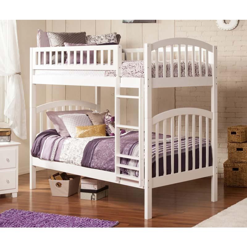 Richland Bunk  Twin over Twin w/ Raised Panel Trundle White - Atlantic Frame