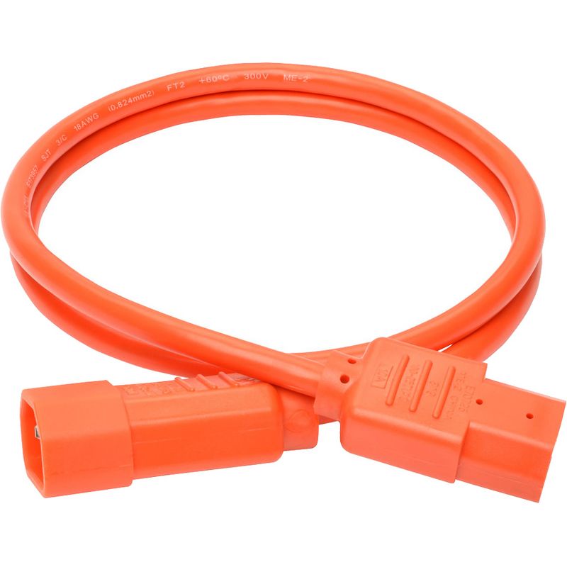 Tripp Lite 3ft Computer Power Extension Cord 10A 18 AWG C14 C13 Orange 3' - For Computer, Scanner, Printer, Monitor, Power Supply, Workstation