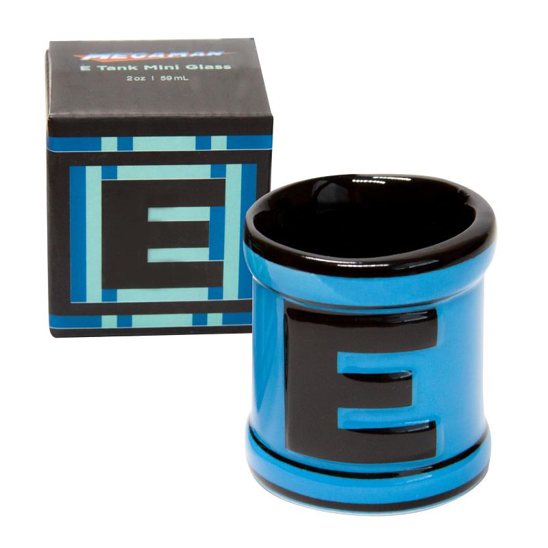Just Funky OFFICIAL Mega Man Ceramic Shot Glass | Energy Tank Themed | Holds 1.5 Oz.