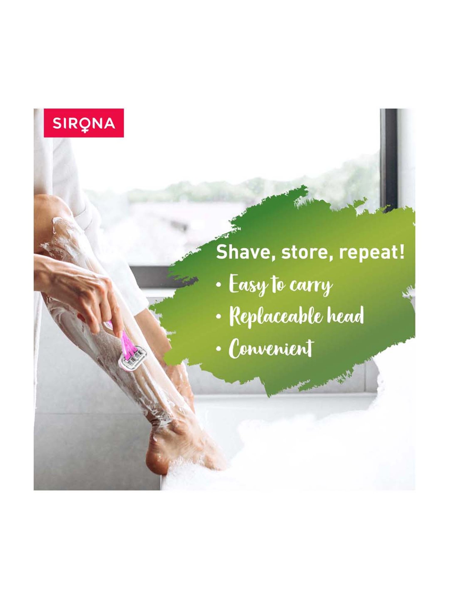 Sirona Aloe- Boost 4 Blade Reusable Hair Removal Razor - 1 Pcs