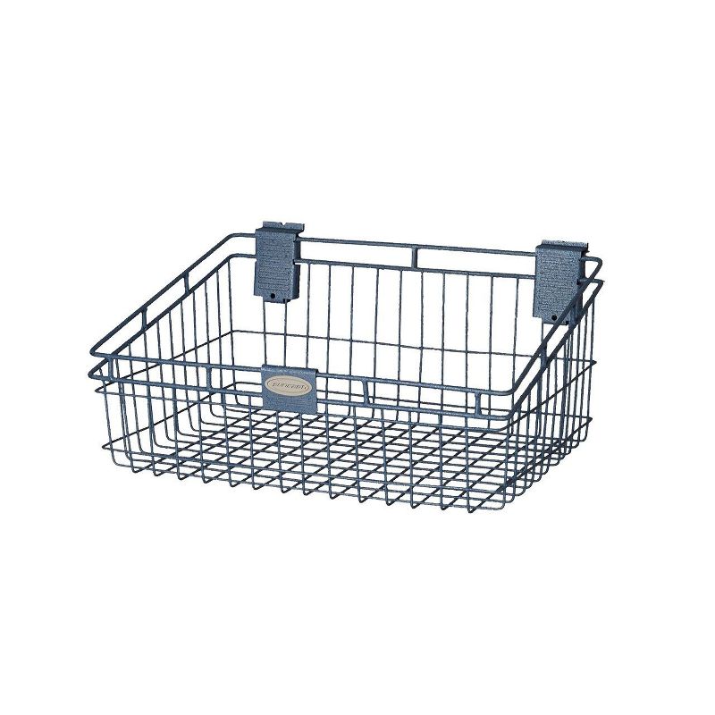 Suncast Storage Trends 12 Inch x 18 Inch Slatwall Mounted Wire Basket, Blue