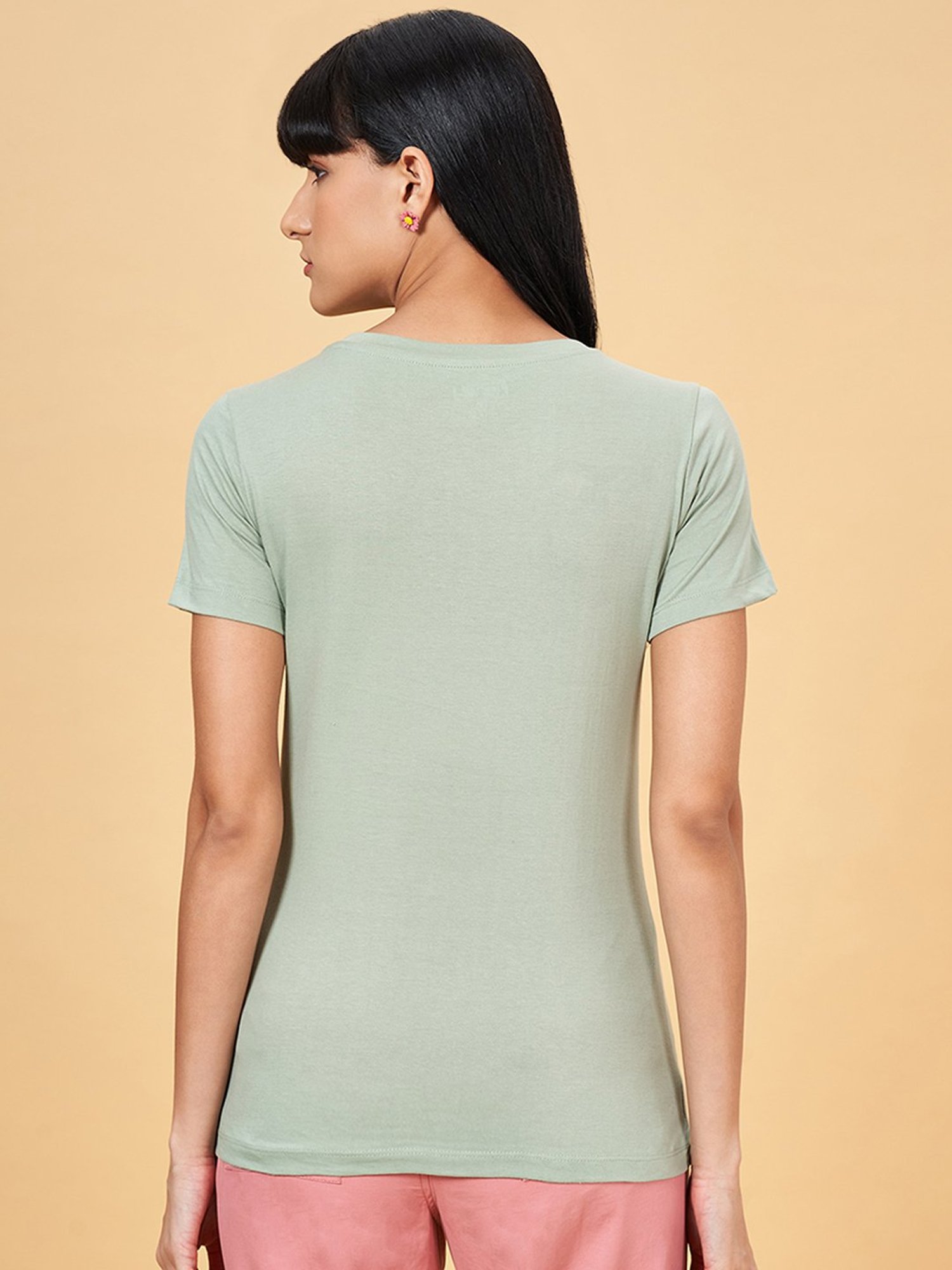 Honey by Pantaloons Green Cotton Printed T-Shirt