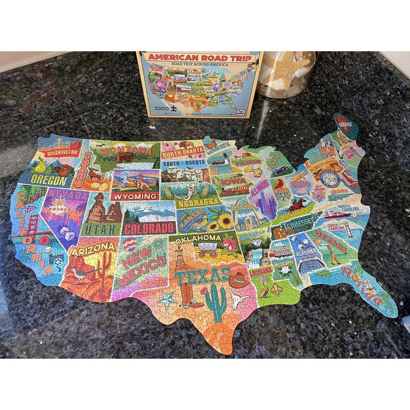 TDC Games American Road Trip 1000 Piece Jigsaw Puzzle in the Shape of the USA 31 inches long - Cool Wall Art