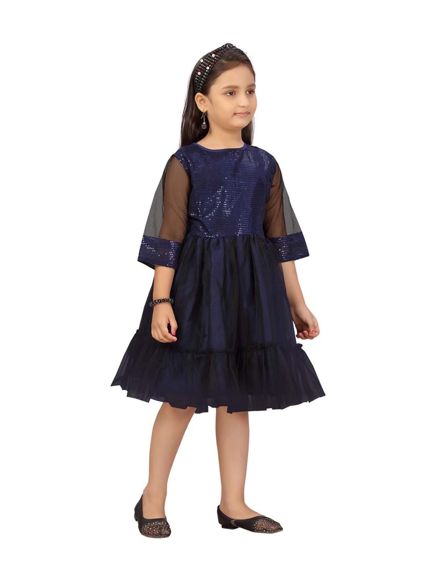Aarika Kids Navy Embellished Frock