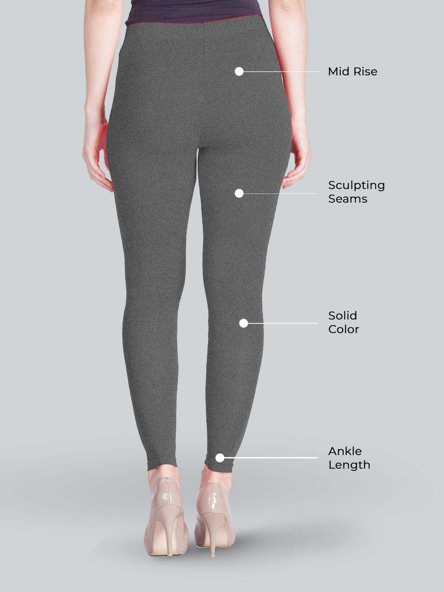 Lyra Grey Cotton Ankle Length Leggings