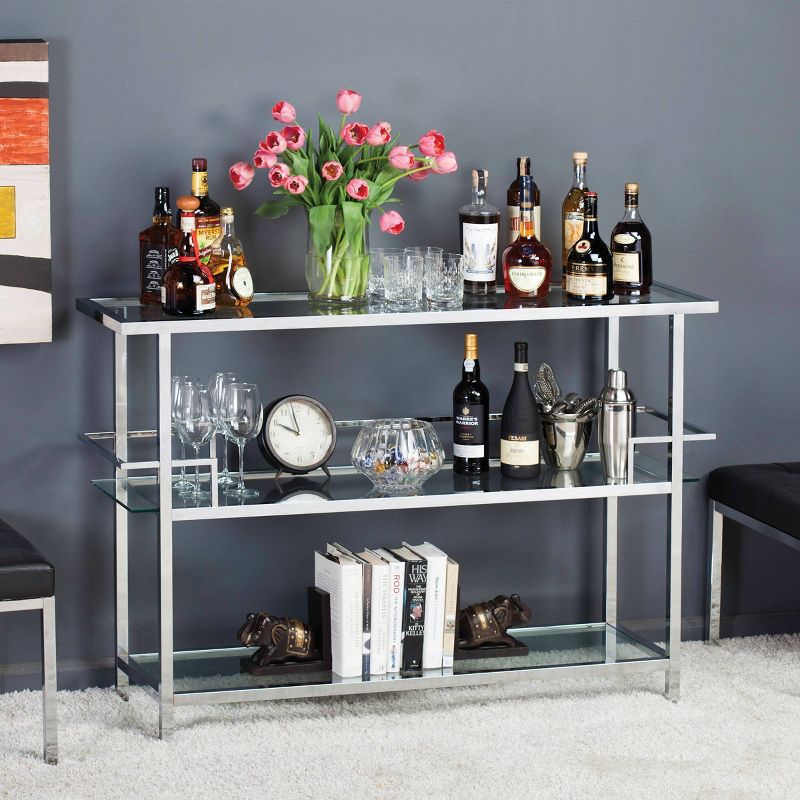 Portico Bar with Clear Glass Chrome - Studio Designs Home