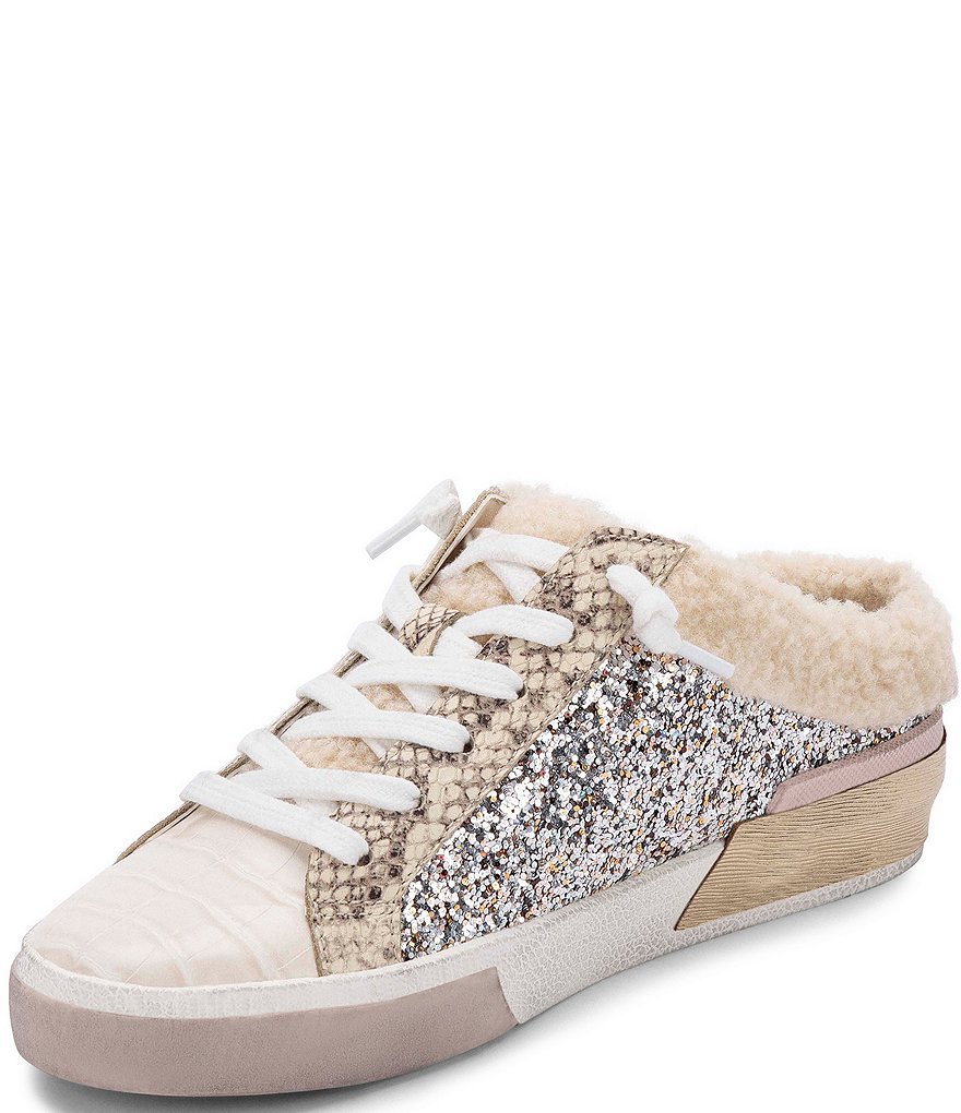 Dolce Vita Zeta Plush Faux Shearling Glitter Slip-On Mule Sneaker