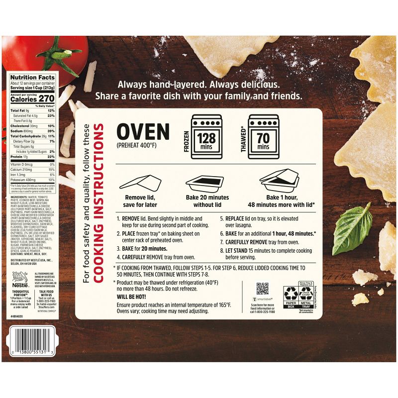 Stouffer's Frozen Lasagna with Meat & Sauce Party Size - 90oz