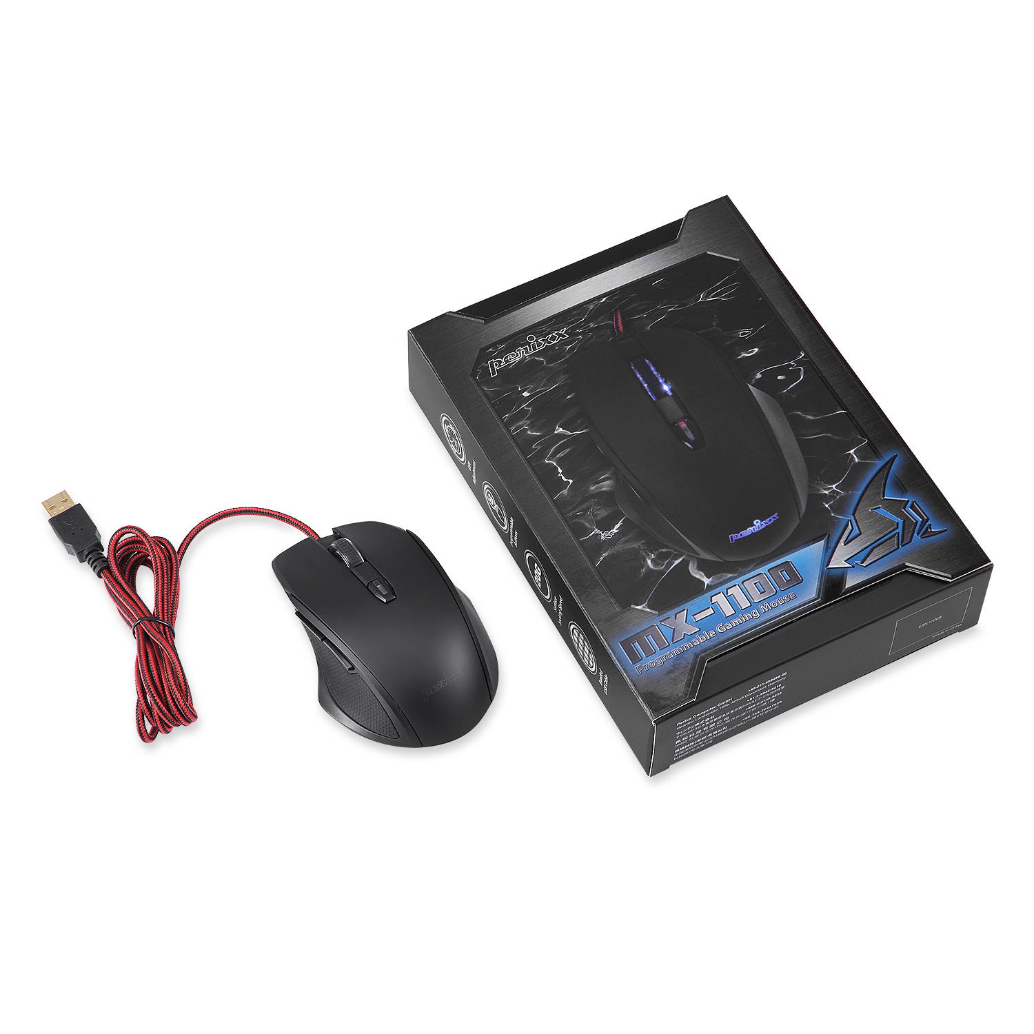 Perixx MX-1100 Programmable Gaming Mouse - Avago ADNS 3050 Optical sensor - 8 programmable buttons