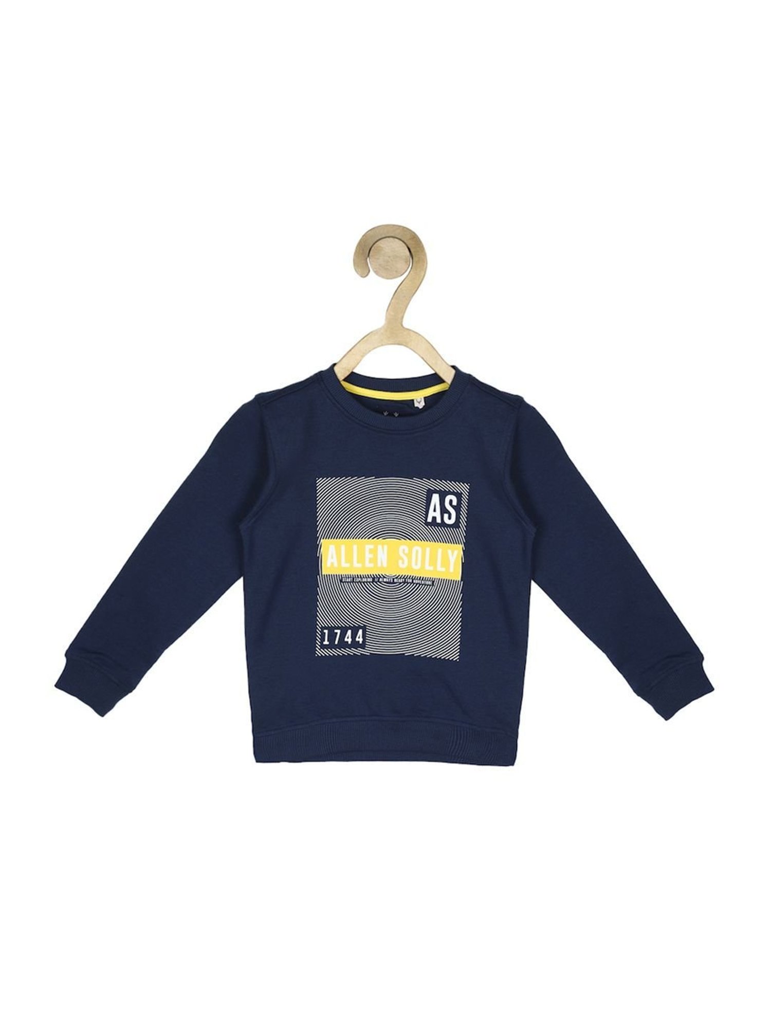 Allen Solly Junior Navy & Yellow Cotton Printed Full Sleeves Sweatshirt