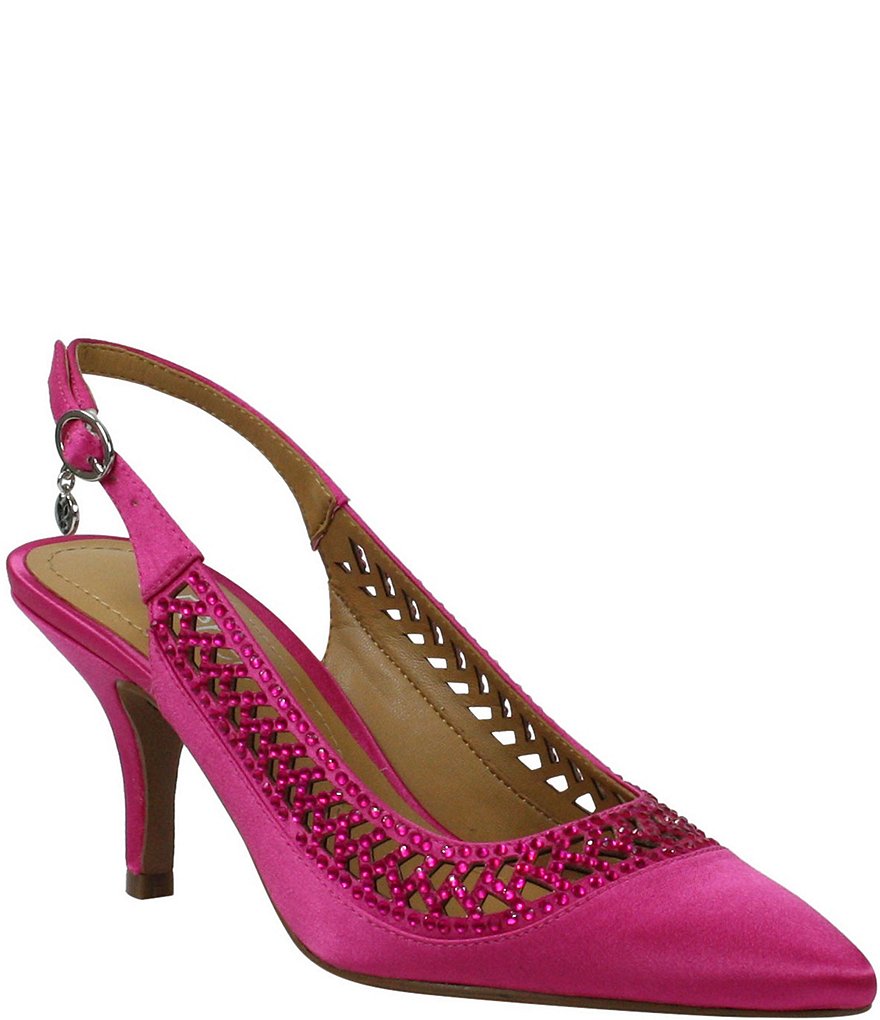 J. Renee Naiara Satin Embellished Slingback Pumps