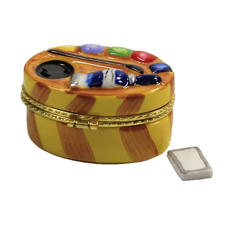 Hinged Trinket Box 1.25" Painting Pallet Hinged Box Painter Brushes  -  Decorative Figurines