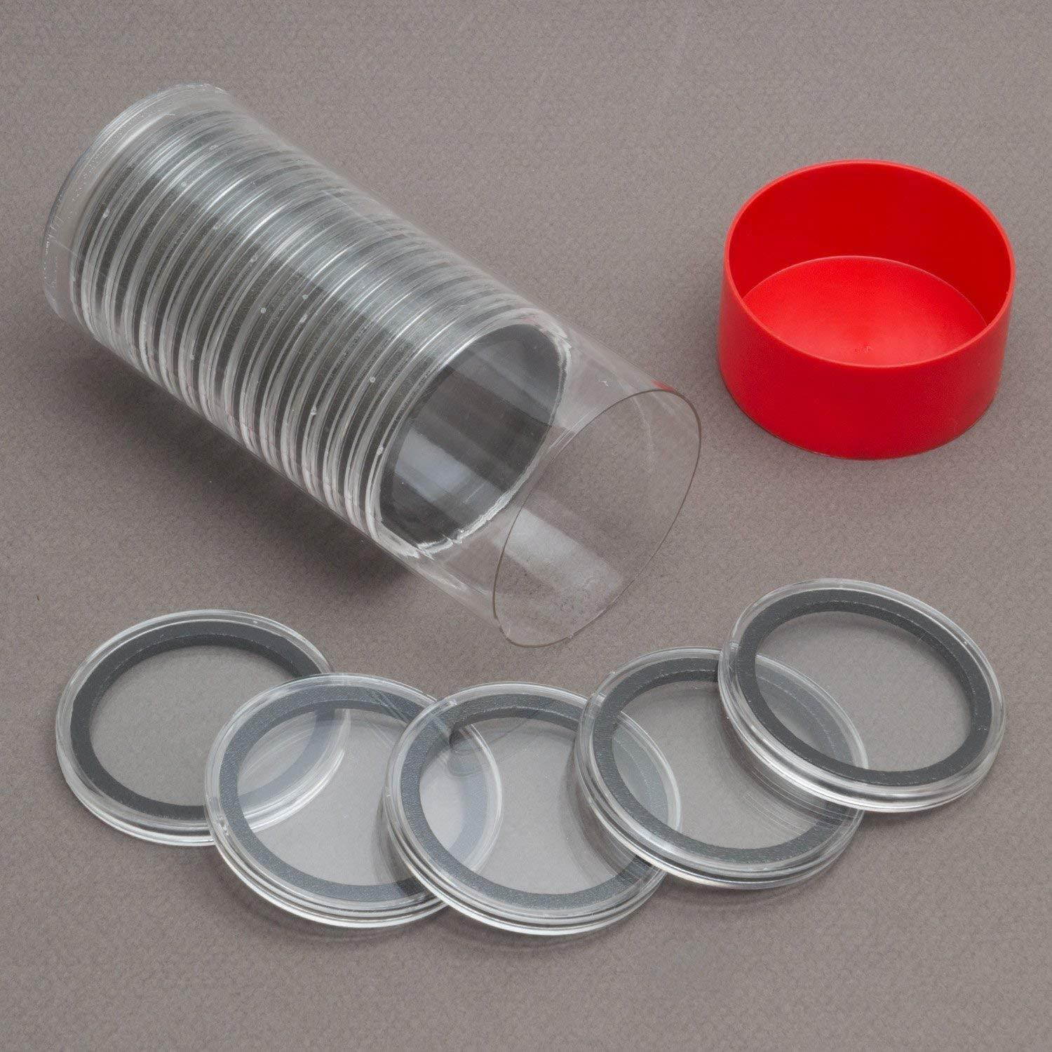 1 Airtite Coin Holder Storage Container & 20 Black Ring 16mm Air-Tite Coin Holder Capsules for 1/10oz Gold Eagles