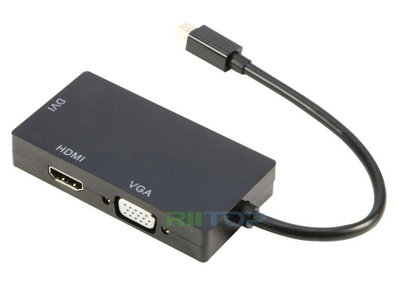 RIITOP Mini DisplayPort to HDMI DVI VGA Splitter Adapter Video Converter (Thunderbolt 1 2 Compatible) For Apple Macbook Air Pro, Microsoft Mini Surface pro 1 2 3 Series, Google Chromebook