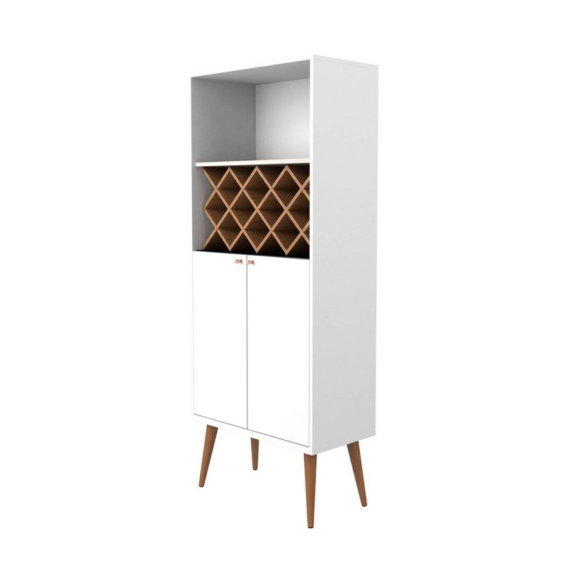 Utopia 10 Bottles Wine Rack China Storage Closet with 4 Shelves Maple Cream/Gloss White - Manhattan Comfort