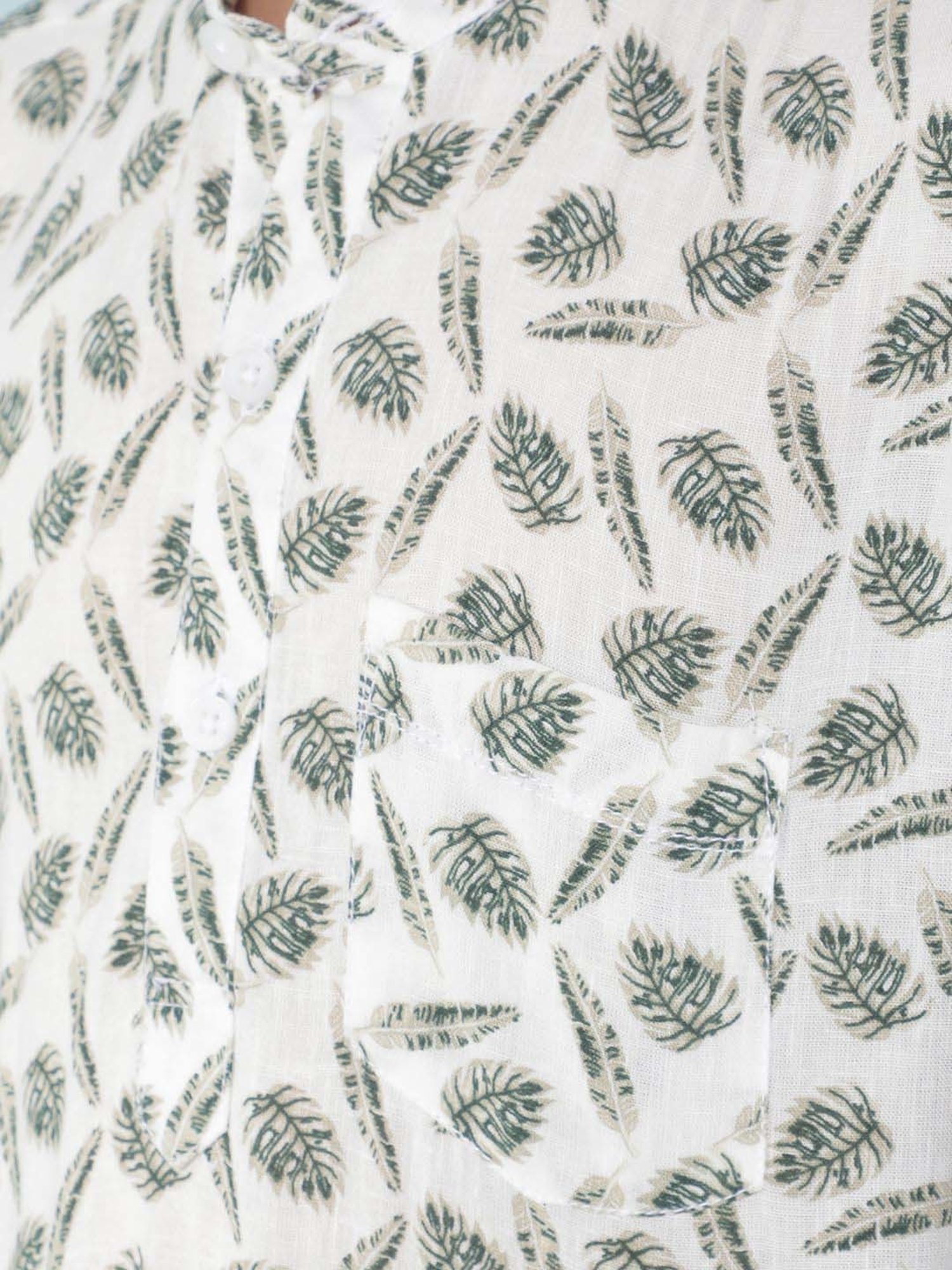 Crimsoune Club Boys Olive Floral Full Sleeves Kurta