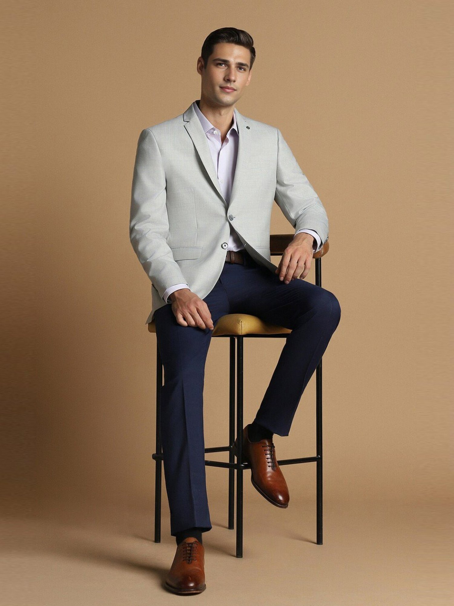 Allen Solly Grey Slim Fit Blazer
