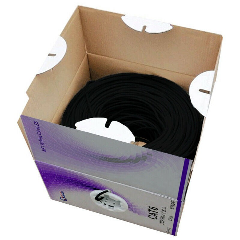 Cat6 Riser (CMR) 1000ft - 4 Pair Solid 23AWG, Ethernet Cable 1000 ft Outdoor - 550MHz 10 Gigabit Speed, Unshielded Twisted Pair (UTP), Bulk Ethernet Cable - Black