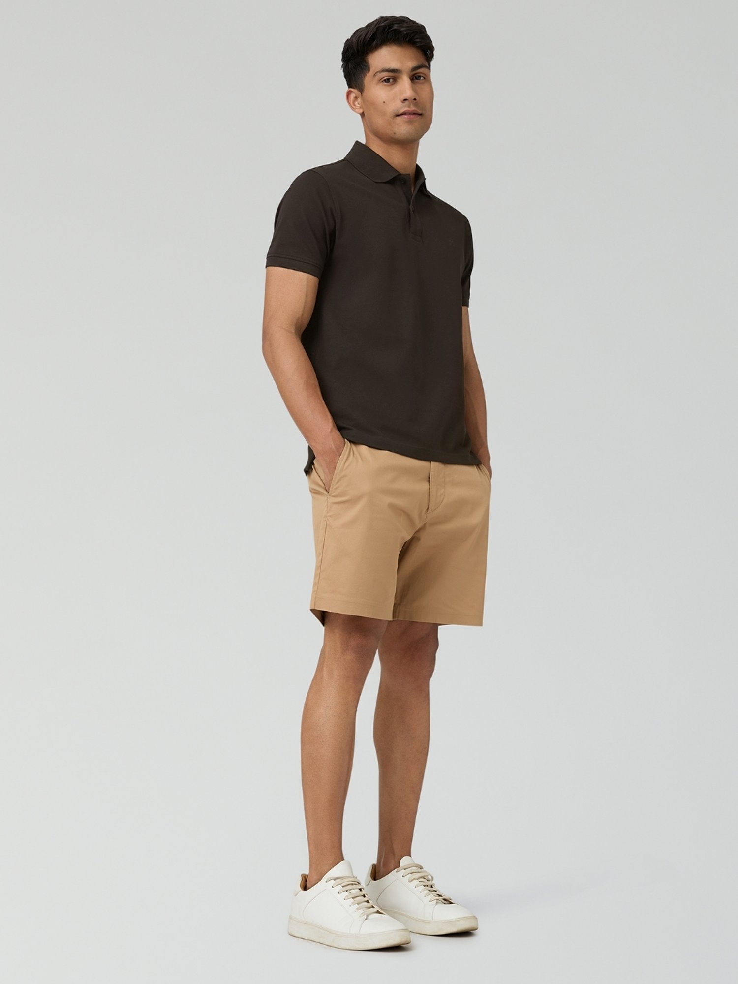 XYXX Mocha Brown Cotton Regular Fit Polo T-Shirt