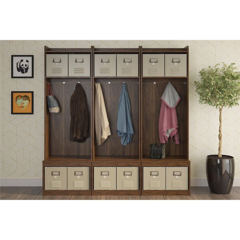 Set of 3 Journey Entryway Hall Tree with Storage Bench Walnut - Novogratz