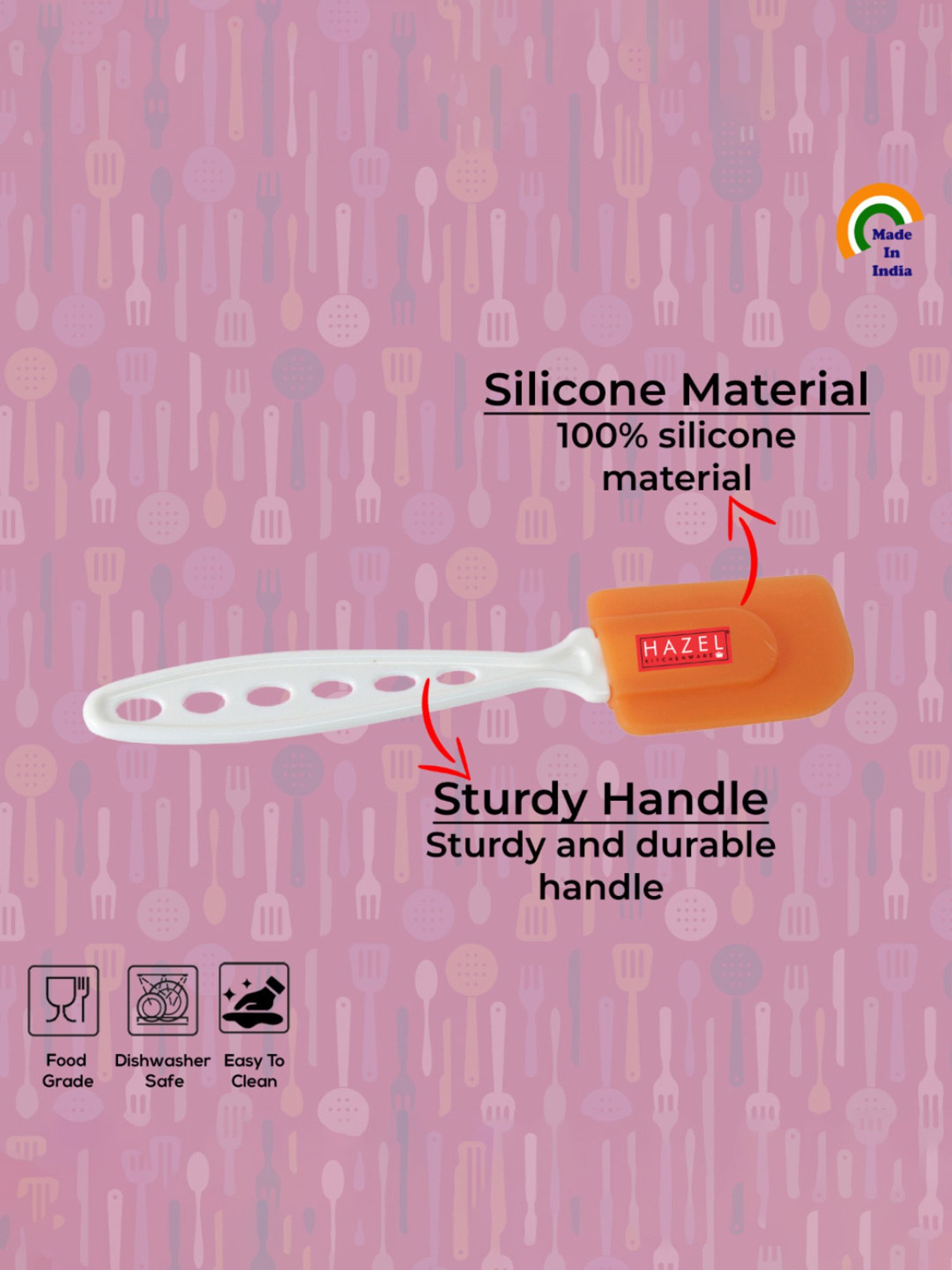 HAZEL Silver Stainless Steel Spatula with Beveled Edge