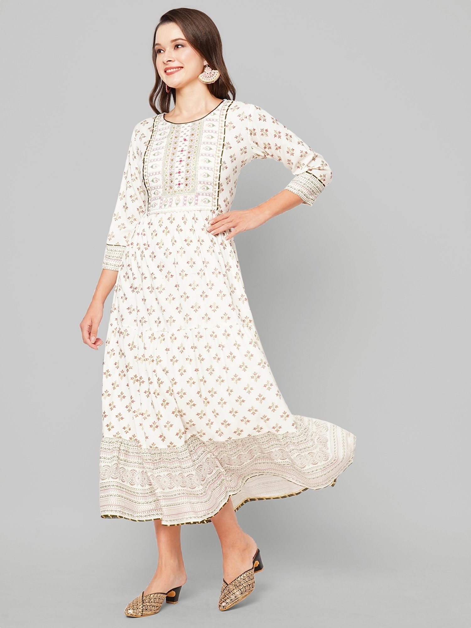 KIANA White Printed Maxi Dress