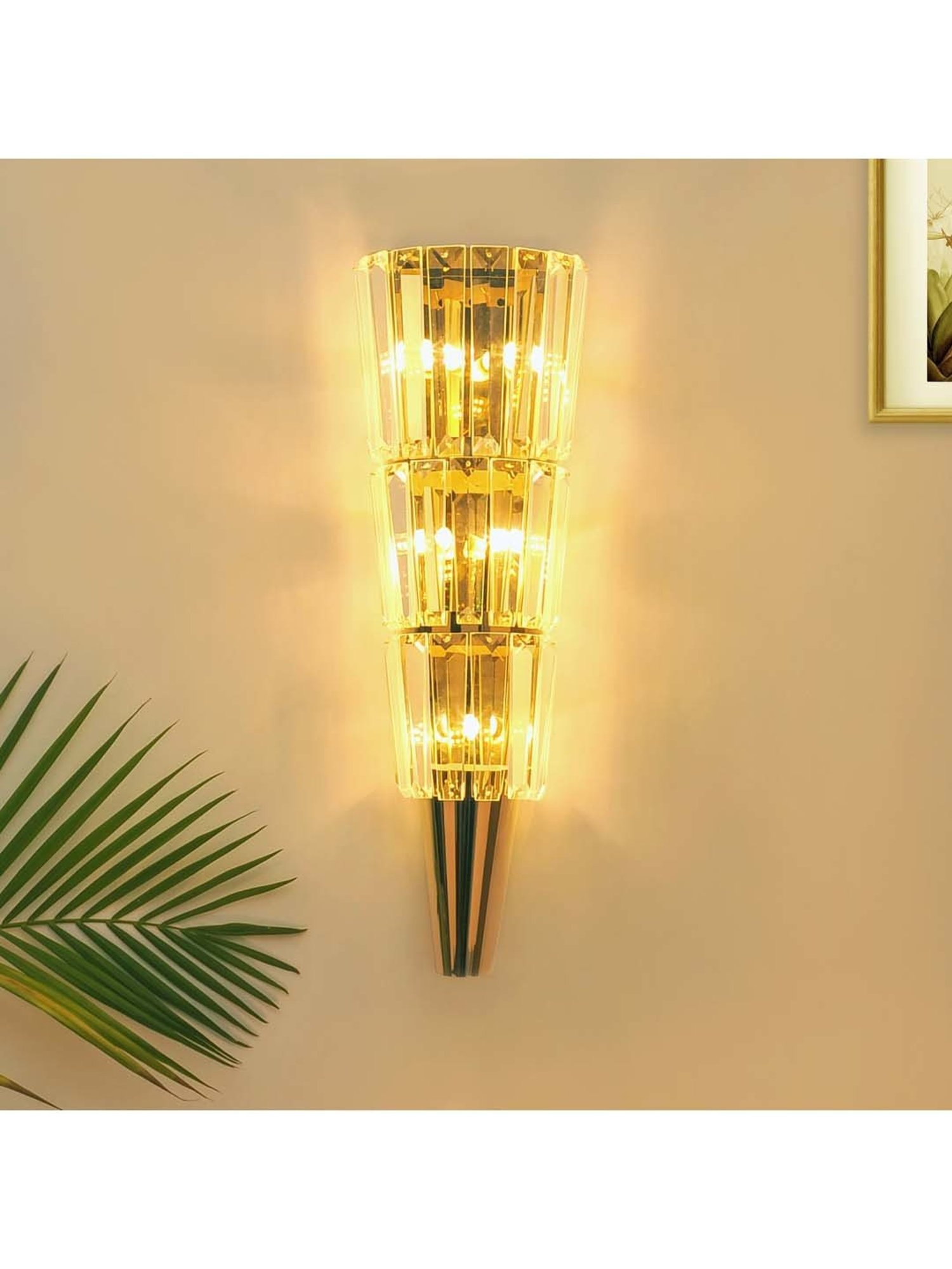 Kapoor E Illuminations Elements Golden & Transparent Metal LED Wall Light - Set of 1