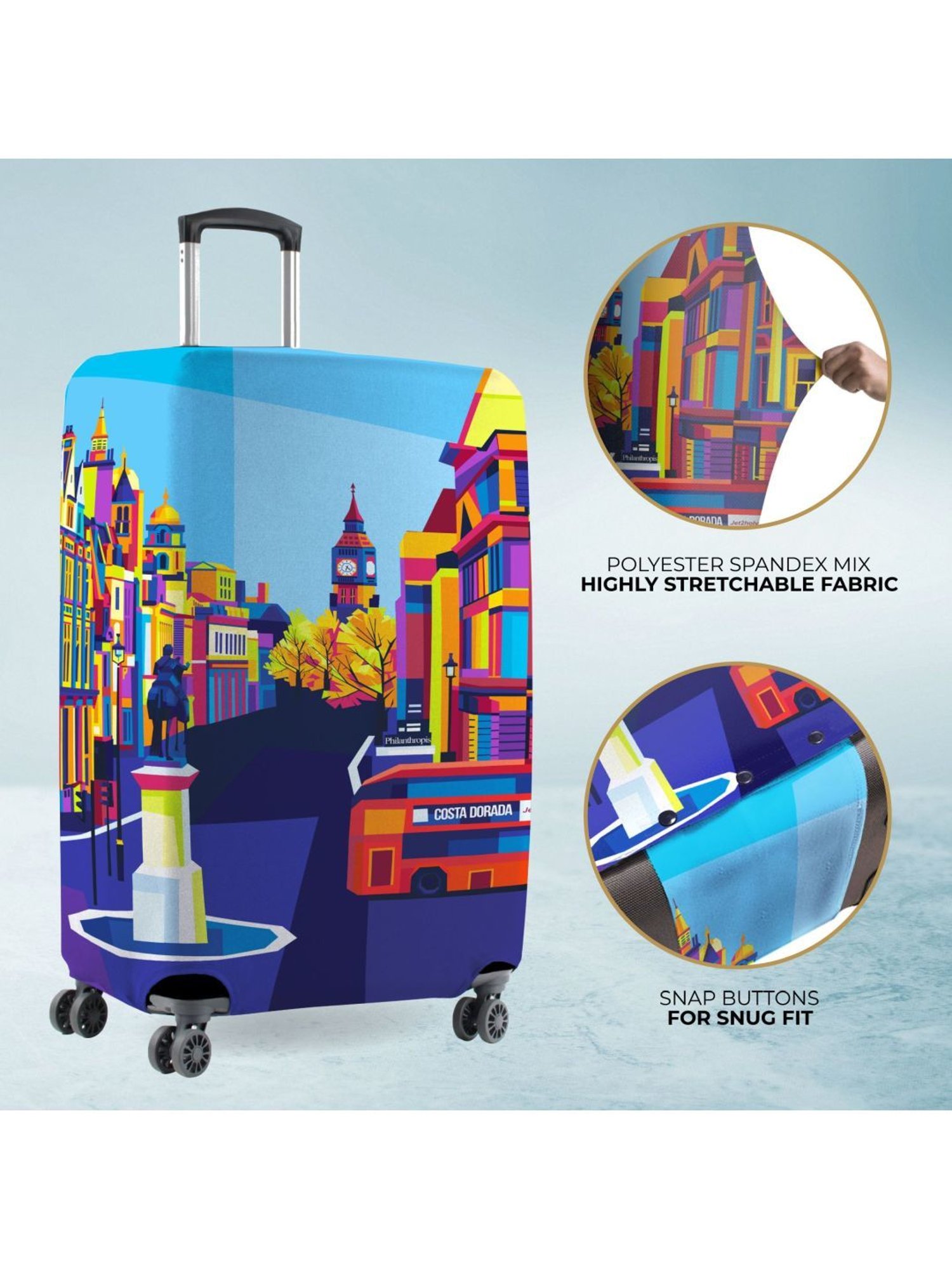 Nasher Miles Polyester 55 cm (20 Inch) Small Protective Luggage Cover - London Design