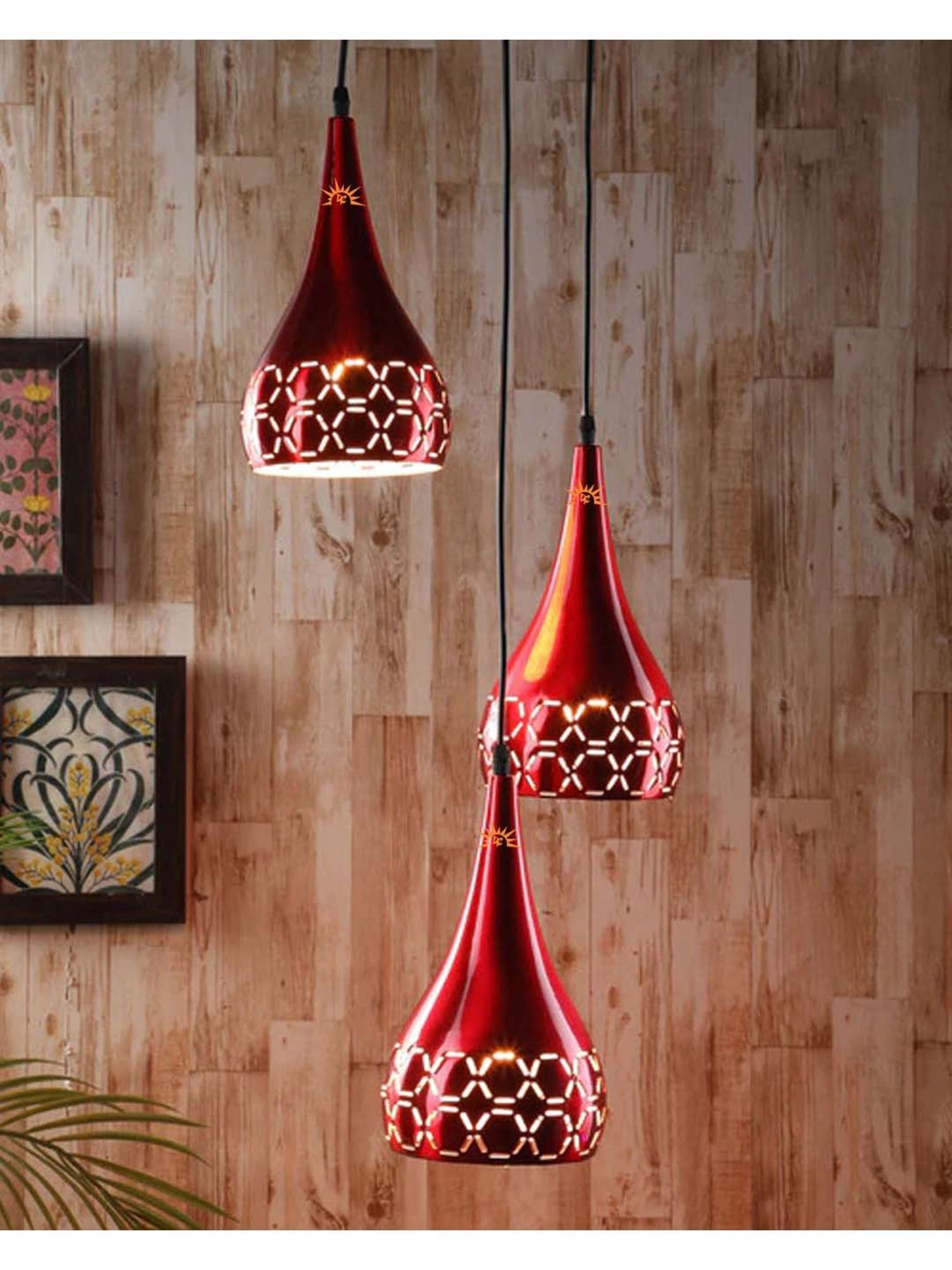 DecorativeRay Red Aluminium Hanging Light - Set of 1