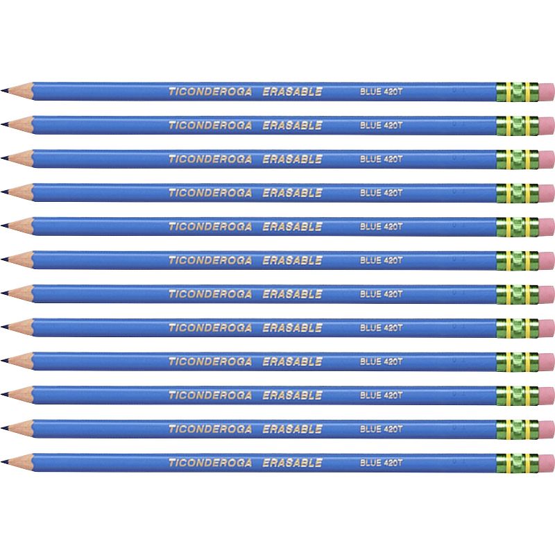 Ticonderoga Colored Pencils w/Eraser Erasable HB-Med 72/CT Blue 14209CT