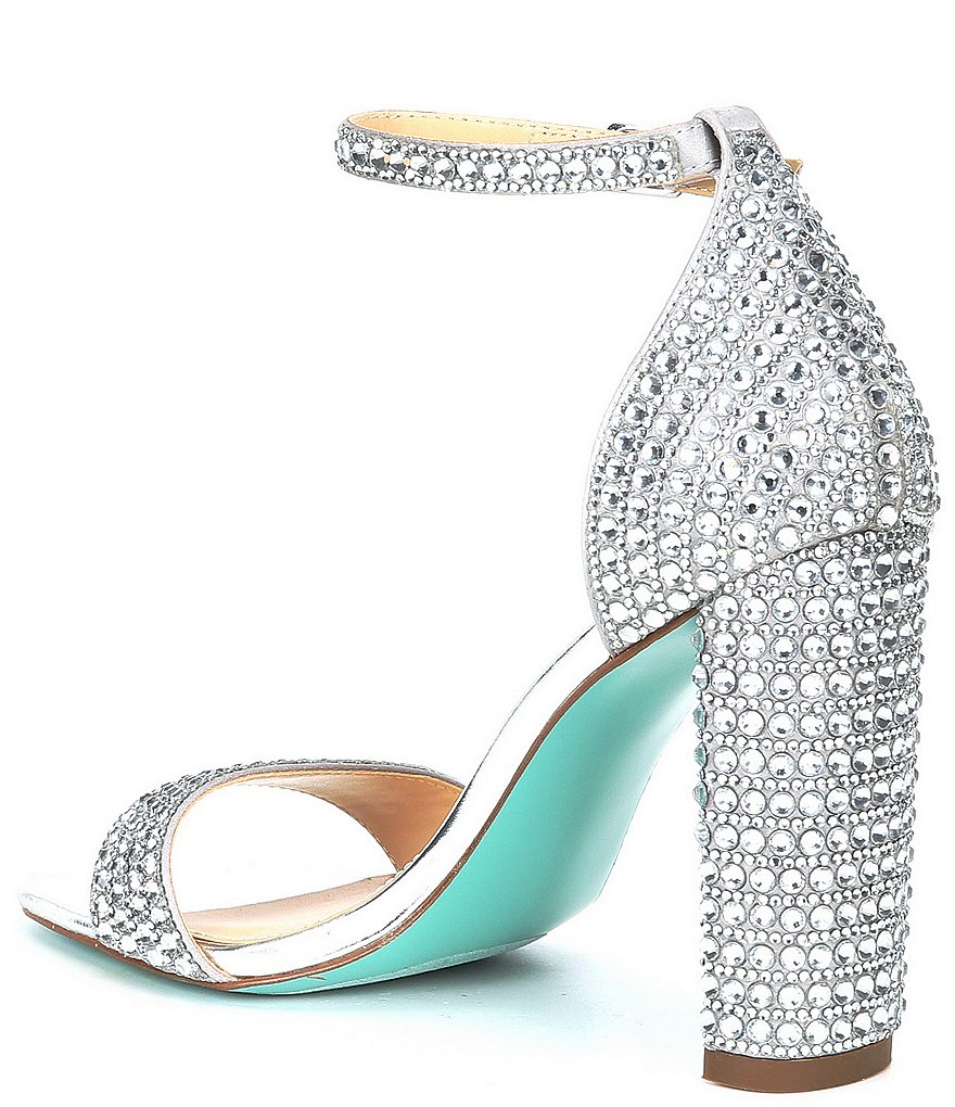 Blue by Betsey Johnson Rina Oversized Rhinestone Embellished Ankle Strap Dress Sandals