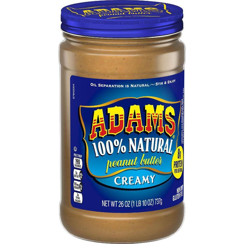 Adams Peanut Butter 100% Natural Creamy Peanut Butter - 26oz