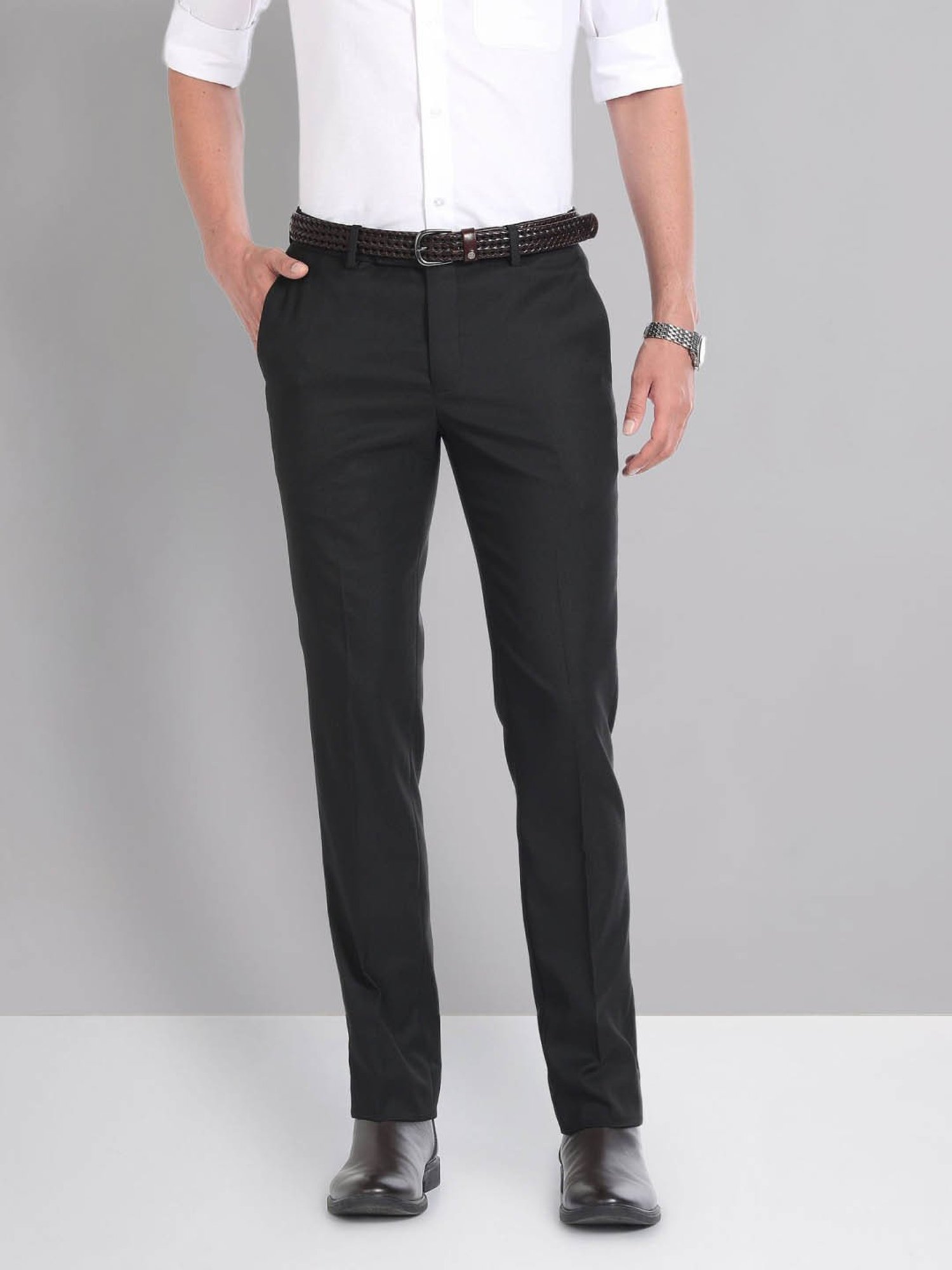 AD by Arvind Black Slim Fit Trousers